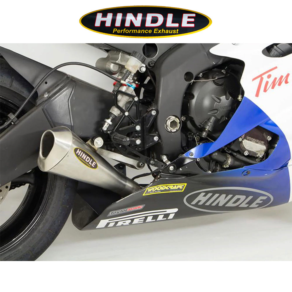 2006-2025年式 ヤマハYZF-R6用 ヒンドル製エボリューション メガフォン フルシステム(ステンレス製マフラー、ステンレスキャップ付き) Hindle Evolution Megaphone Full System Yamaha R6 2006-20 (消費税、送料込み)