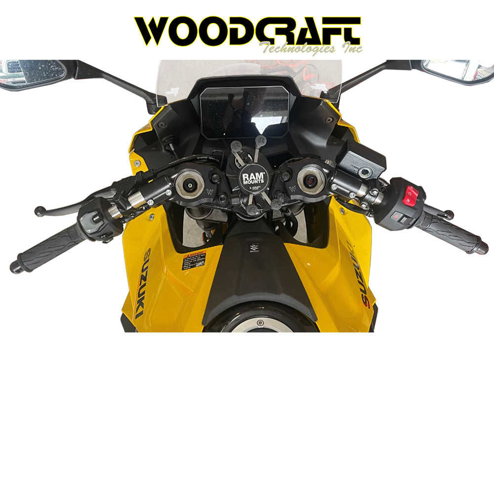 2024-2025年式 スズキ GSX-8R用 ウッドクラフト製クリップオンアセンブリ(長さ 305mm シルバーハンドルバー2本付き) Woodcraft 12-0232 Suzuki GSX-8R Clipon Assembly W/Bars (消費税、送料込み)