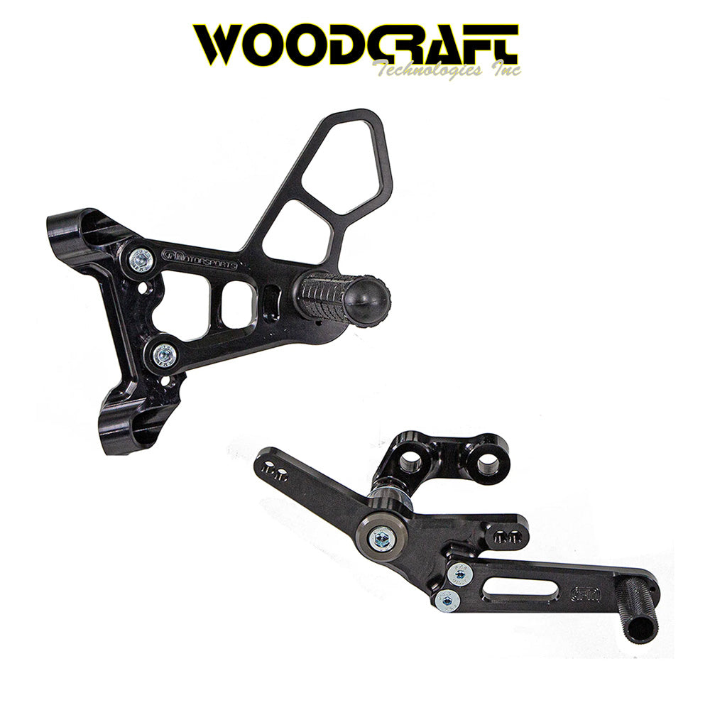 2019-2025年式 BMW S1000RR用 ウッドクラフト製 ペダル付きリアセット スタンダード/GPシフト Woodcraft 05-0757B BMW S1000RR Complete Rearset w/ Pedals - STD/GP Shift (消費税、送料込み)