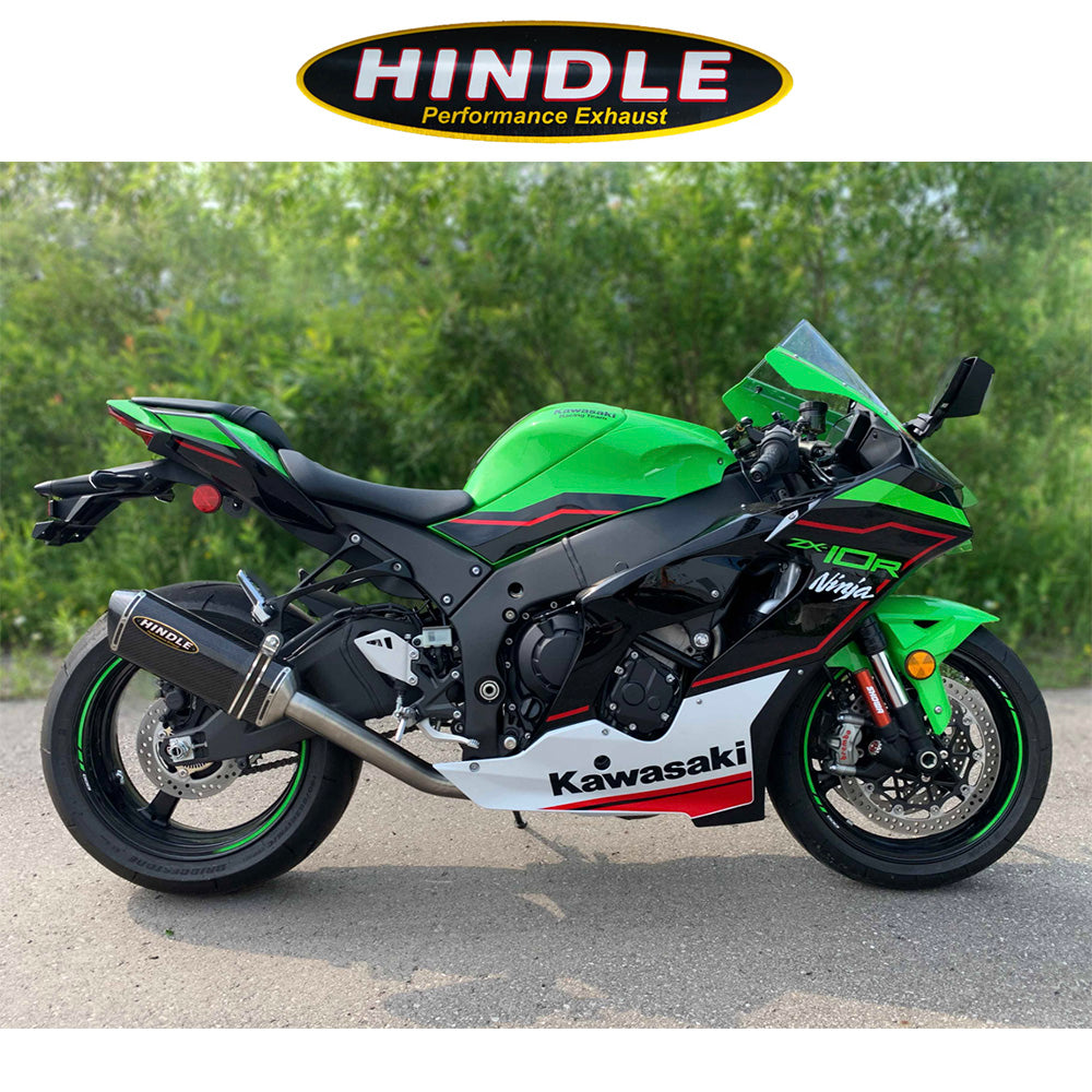 2021-2025年式 カワサキ Ninja ZX-10R用 ヒンドル製 エボリューション スリップオンシステム(カーボン製マフラー、カーボンキャップ付き) Hindle Evolution Full System Kawasaki ZX10 2021-22 (消費税、送料込み)