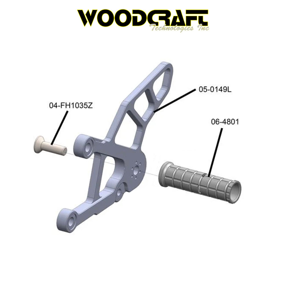 2019-2025年式 カワサキ Ninja ZX-6R用 ウッドクラフト製 スタンダード/GPシフト ベーシックリアセット Woodcraft 05-0151 Kaw ZX6R 2019-23 Rearset Kit W/Brake Pedal, Black (消費税、送料込み)