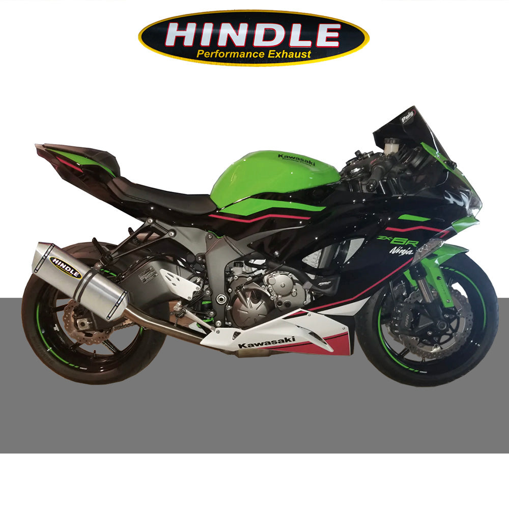 2009-2025年式 カワサキ Ninja ZX-6R用 ヒンドル製 エボリューション スリップオンシステム(ステンレス製マフラー、ステンレスキャップ付き) Hindle 76-0149 Kawasaki ZX6R/636 EVOLUTION SLIP-ON SYSTEM (消費税、送料込み)