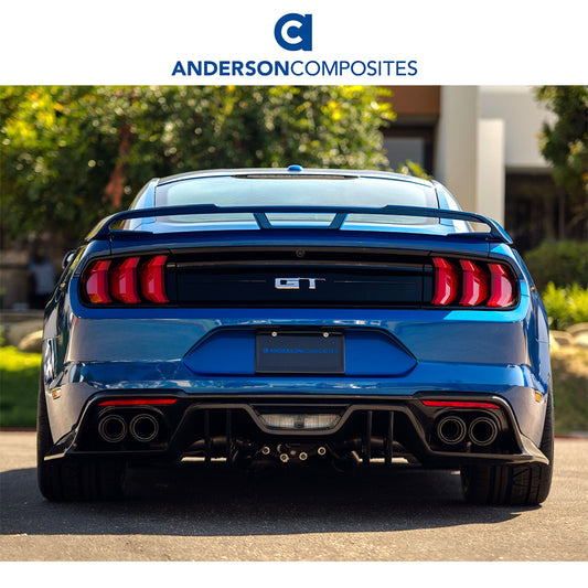2018-2023年式フォード マスタング用 アンダーソン コンポジッツ ARタイプ カーボンファイバー製リアディフューザー Anderson Composites Type-AR Carbon Fiber Quad Tip Rear Valance For 2018-2023 Ford Mustang (消費税、送料込み)