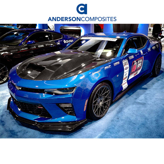 2016-2024年式シボレーカマロ用 アンダーソン コンポジッツ AZタイプ カーボンファイバー製フロントスポイラー　Anderson Composites Type-AZ Carbon Fiber Front Chin Spoiler For 2016-2024 Chevrolet Camaro SS (消費税、送料込み)