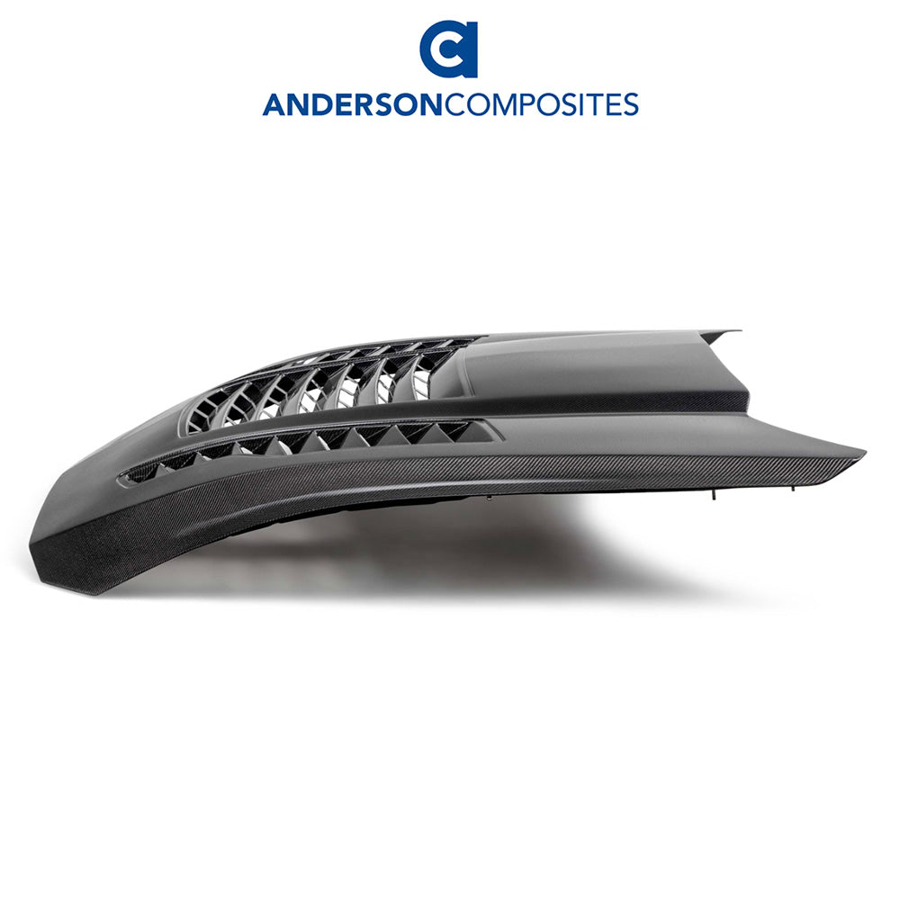 2024-2025年式フォード マスタング用 アンダーソン コンポジッツ GT4タイプ カーボンファイバー製両面ボンネット　Anderson Composites Type-GT4 Double-Sided Carbon Fiber Hood For 2024-2025 Ford Mustang (消費税、送料込み)