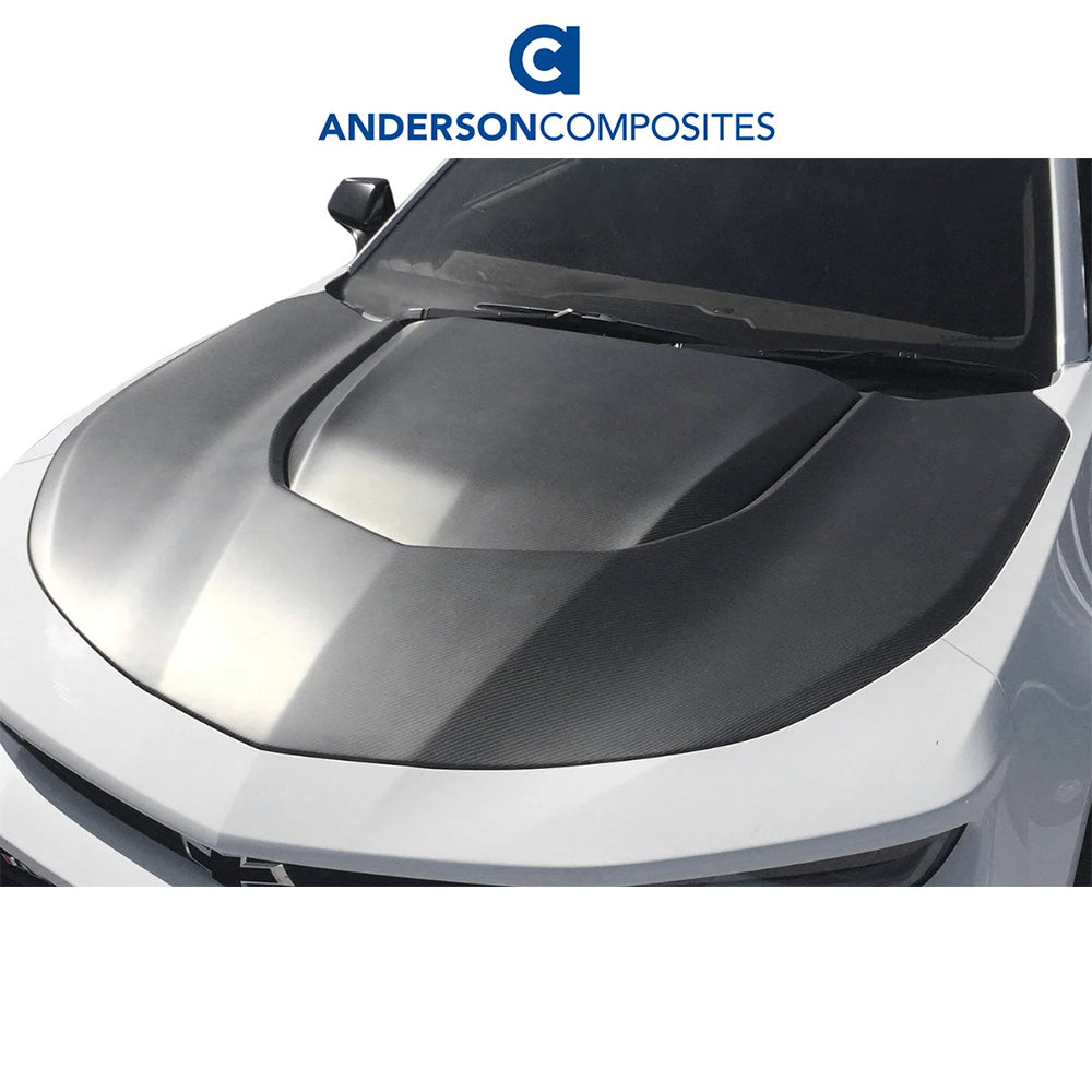 2016-2024年式 シボレー カマロ用 アンダーソン コンポジッツ 純正タイプ ドライカーボンファイバー製ボンネット　Anderson Composites Type-OE Dry Carbon Fiber Hood For 2017-2023 Chevrolet Camaro ZL1 (消費税、送料込み)