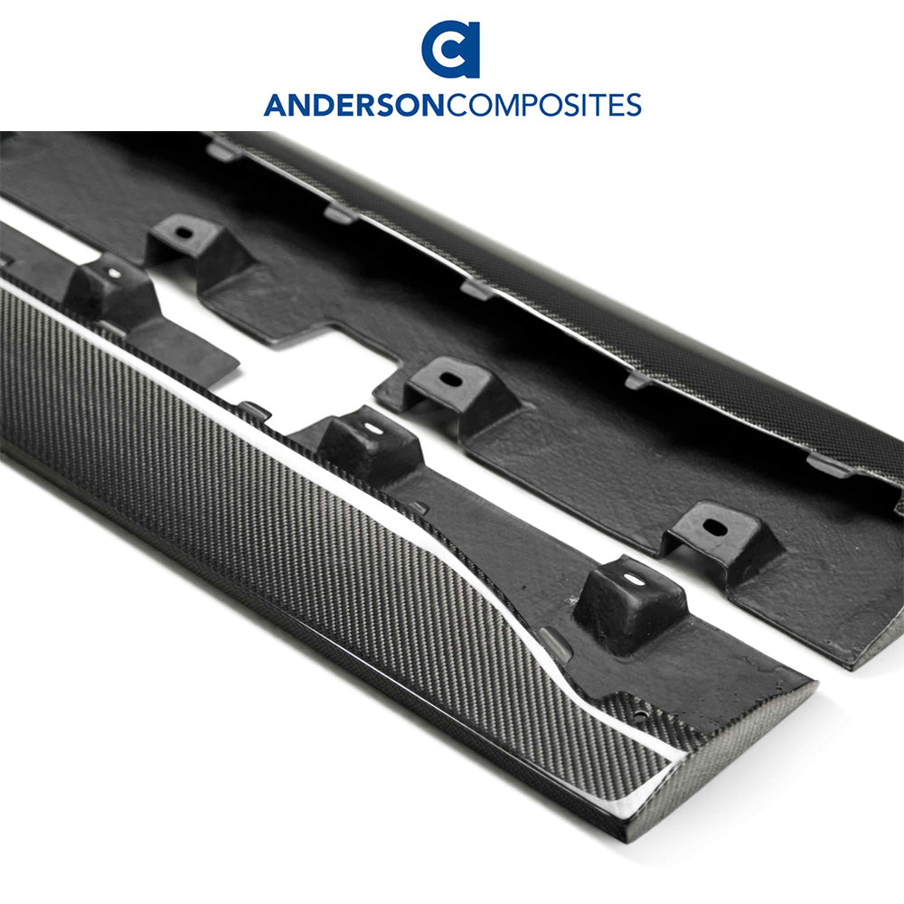 2015-2023年式フォード マスタング用 アンダーソン コンポジッツ ARタイプ カーボンファイバー製ロッカーパネルスプリッターセット　Anderson Composites Type-AR Carbon Fiber Side Rocker Panel Splitter For 2015-2023 Ford Mustang (消費税、送料込み)