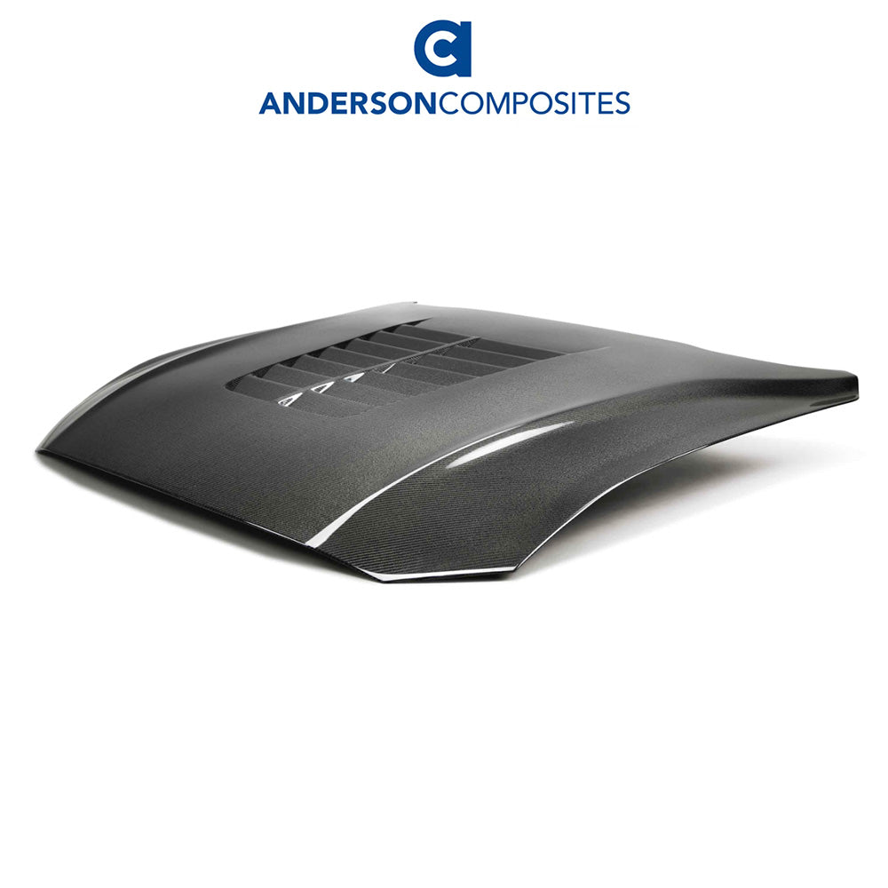 2018-2023年式フォード マスタング用 アンダーソン コンポジッツ GT５タイプ カーボンファイバー製両面ボンネット　Anderson Composites Type-GT5 Double Sided Carbon Fiber Hood For 2018-2023 Ford Mustang (消費税、送料込み)