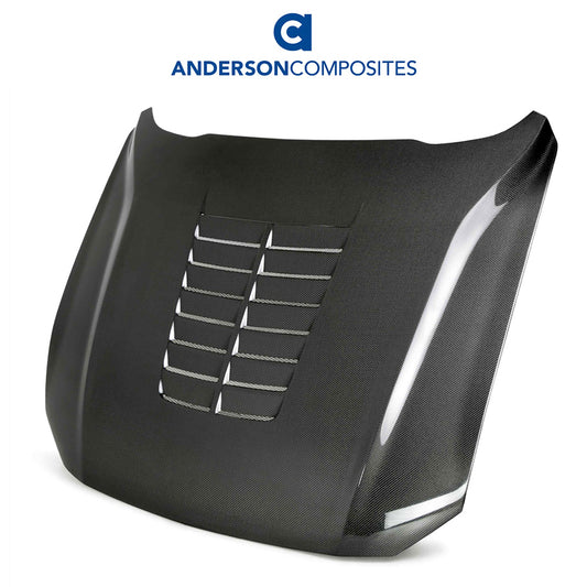 2018-2023年式フォード マスタング用 アンダーソン コンポジッツ GT５タイプ カーボンファイバー製両面ボンネット　Anderson Composites Type-GT5 Double Sided Carbon Fiber Hood For 2018-2023 Ford Mustang (消費税、送料込み)