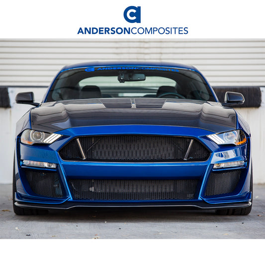 2018-2023年式フォード マスタング用 アンダーソン コンポジッツ GT５タイプ カーボンファイバー製両面ボンネット　Anderson Composites Type-GT5 Double Sided Carbon Fiber Hood For 2018-2023 Ford Mustang (消費税、送料込み)