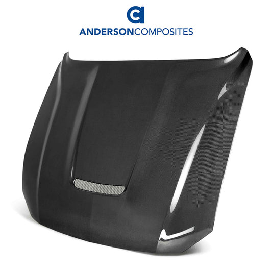 2018-2023年式フォード マスタング用 アンダーソン コンポジッツ GRタイプ カーボンファイバー製両面ボンネット　Anderson Composites Type-GR (GT350 Style) Double Sided Carbon Fiber Hood For 2018-2023 Ford Mustang (消費税、送料込み)