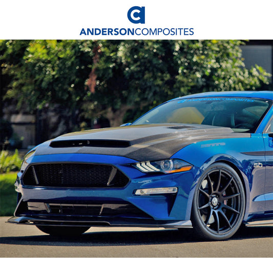 2018-2023年式フォード マスタング用 アンダーソン コンポジッツ SNタイプ カーボンファイバー製両面ボンネット　Anderson Composites Type-SN Double Sided Carbon Fiber Hood For 2018-2023 Ford Mustang (消費税、送料込み)