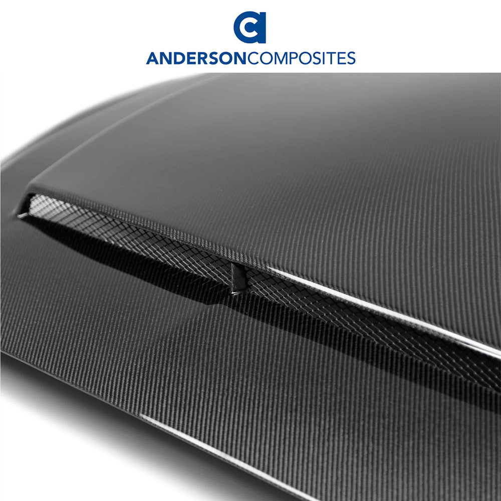 2018-2023年式フォード マスタング用 アンダーソン コンポジッツ SNタイプ カーボンファイバー製両面ボンネット　Anderson Composites Type-SN Double Sided Carbon Fiber Hood For 2018-2023 Ford Mustang (消費税、送料込み)