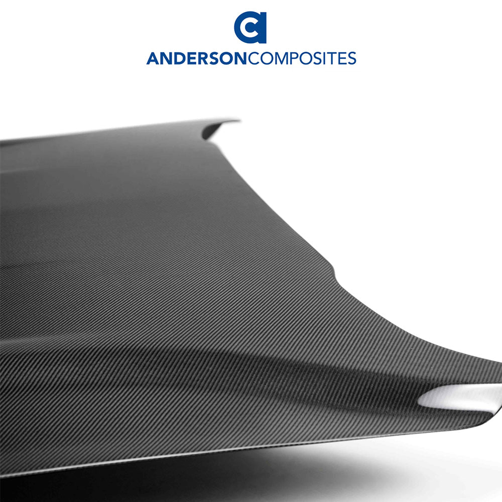 2018-2023年式フォード マスタング用 アンダーソン コンポジッツ 純正タイプ カーボンファイバー製両面ボンネット　Anderson Composites Type-OE Double Sided Carbon Fiber Hood For 2018-2023 Ford Mustang (消費税、送料込み)