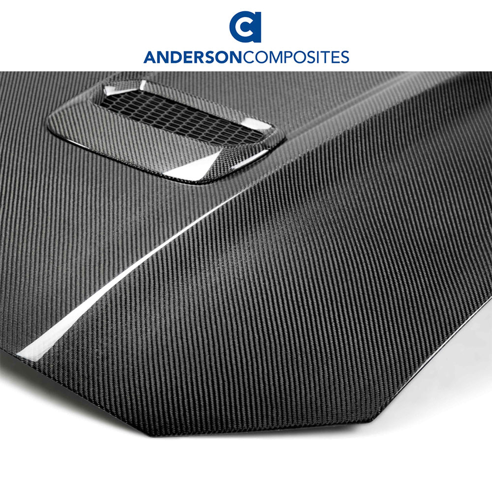 2018-2023年式フォード マスタング用 アンダーソン コンポジッツ 純正タイプ カーボンファイバー製両面ボンネット　Anderson Composites Type-OE Double Sided Carbon Fiber Hood For 2018-2023 Ford Mustang (消費税、送料込み)