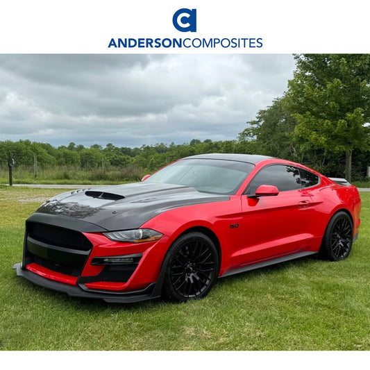 2018-2023年式フォード マスタング用 アンダーソン コンポジッツ ABタイプ カーボンファイバー製ラムエア両面ボンネット　Anderson Composites Type-AB Ram Air Double Sided Carbon Fiber Hood For 2018-2023 Ford Mustang (消費税、送料込み)