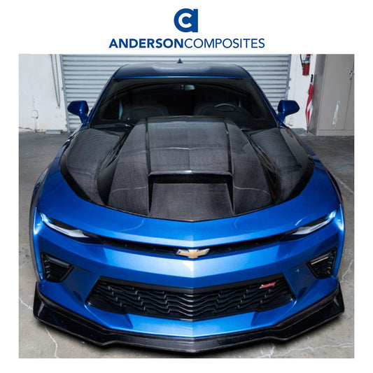 2016-2024年式 シボレー カマロ用 アンダーソン コンポジッツ CPタイプ カーボンファイバー製両面ボンネット　Anderson Composites Type-CP Double Sided Carbon Fiber Hood For 2016-2024 Chevrolet Camaro (消費税、送料込み)