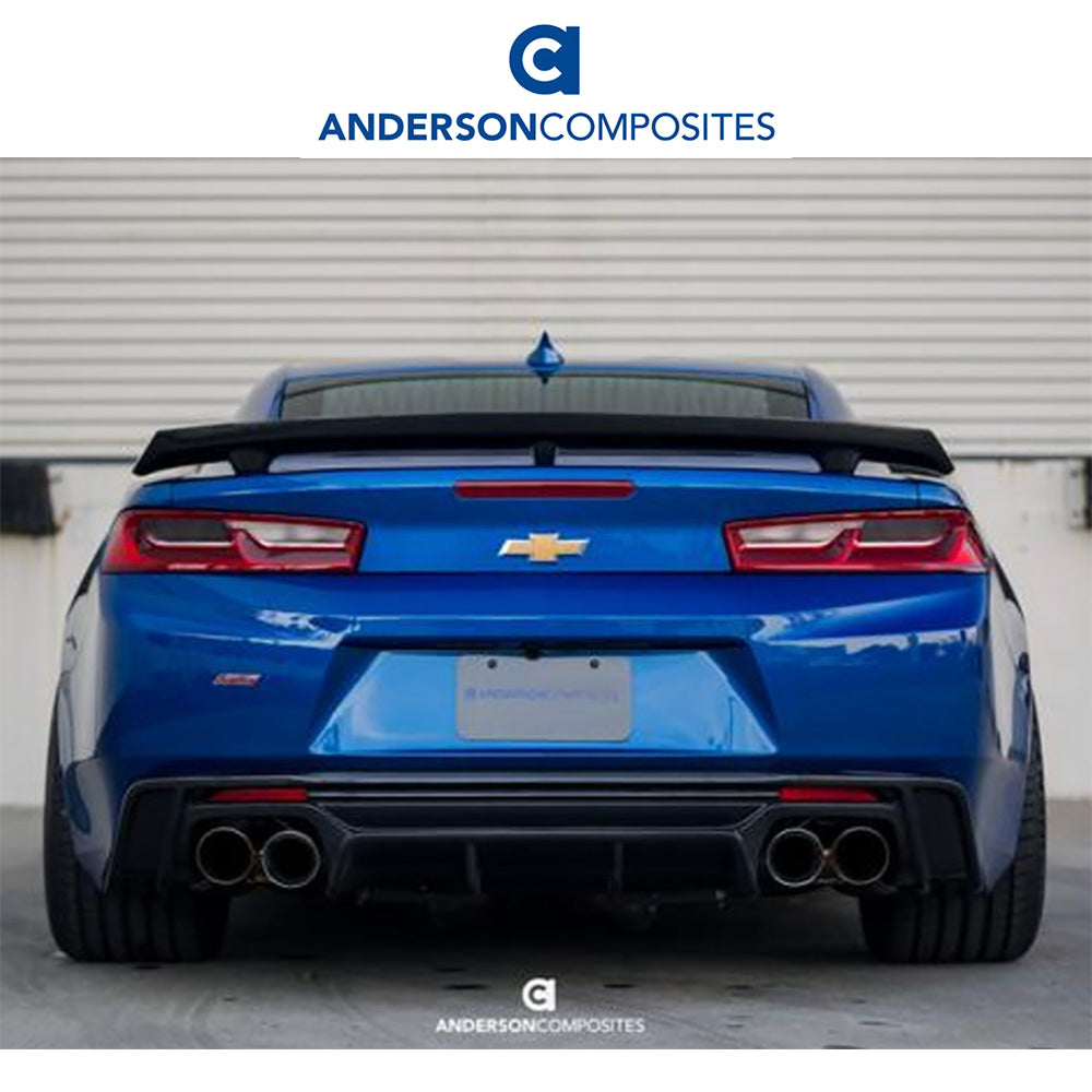 2016-2024年式シボレーカマロ用 アンダーソン コンポジッツ ZL1スタイル カーボンファイバー製リアスポイラー（取り付けポイントは純正スポイラーの穴を利用します。)　Anderson Composites ZL1 Style Carbon Fiber Rear Spoiler For 2016-2024 Chevrolet Camaro (Mounting Points SS Stanchion Spoiler Only) (消費税、送料込み)