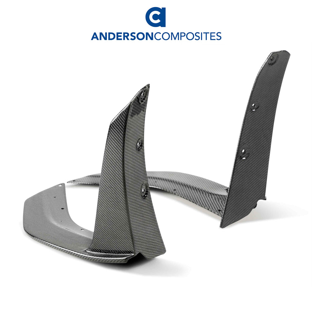 2020-2023年式フォード マスタング用 アンダーソン コンポジッツ カーボンファイバー製フロントスプリッターウィッカーセット　Anderson Composites Carbon Fiber Front Splitter Wickers For 2020-2022 Ford Mustang Shelby GT500 (消費税、送料込み)