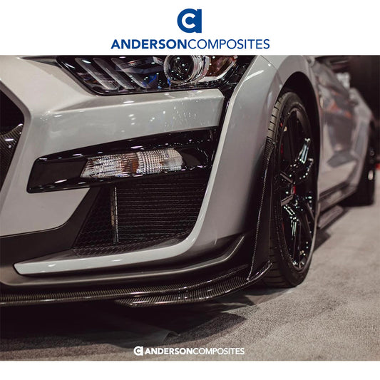 2020-2023年式フォード マスタング用 アンダーソン コンポジッツ カーボンファイバー製フロントスプリッターウィッカーセット　Anderson Composites Carbon Fiber Front Splitter Wickers For 2020-2022 Ford Mustang Shelby GT500 (消費税、送料込み)