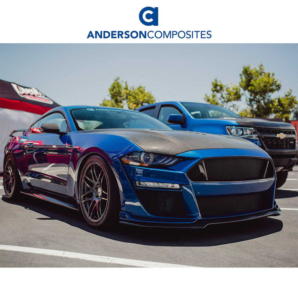 2018-2023年式フォード マスタング用 アンダーソン コンポジッツ GT５タイプ カーボンファイバー製両面ボンネット　Anderson Composites Type-GT5 Double Sided Carbon Fiber Hood For 2018-2023 Ford Mustang (消費税、送料込み)