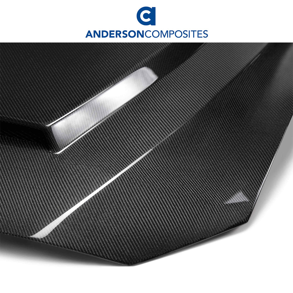 2018-2023年式フォード マスタング用 アンダーソン コンポジッツ SNタイプ カーボンファイバー製両面ボンネット　Anderson Composites Type-SN Double Sided Carbon Fiber Hood For 2018-2023 Ford Mustang (消費税、送料込み)