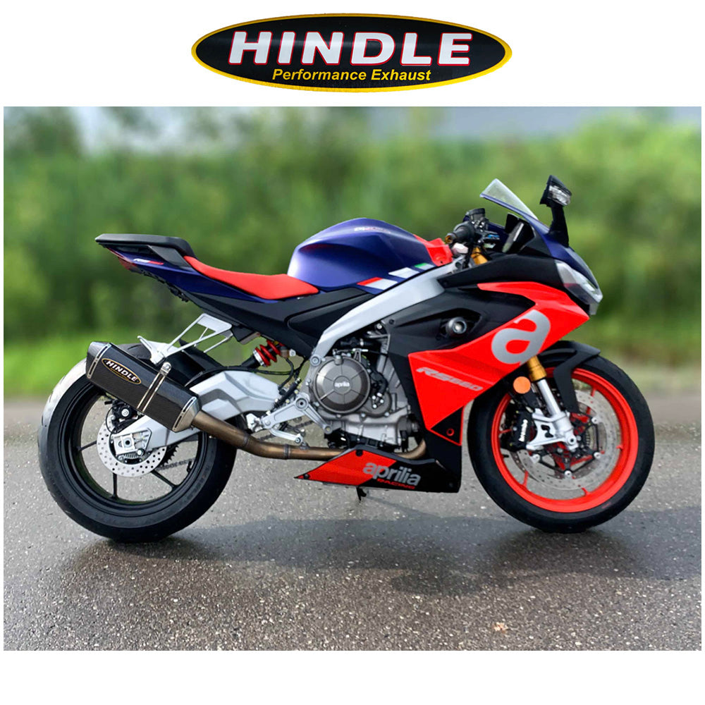 2021-2025年式 アプリリア RS660用 ヒンドル製エボリューション フル排気システム(カーボン製マフラー、カーボンキャップ付き)　Hindle Aprilia RS660, Tuono660 Hindle Evolution Full System (消費税、送料込み)