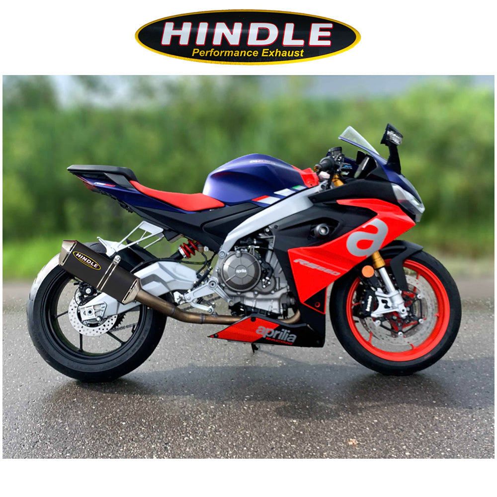 2021-2025年式 アプリリア RS660用 ヒンドル製エボリューション フル排気システム(ブラックセラミックマフラー、ステンレスキャップ付き)　Hindle Aprilia RS660, Tuono660 Hindle Evolution Full System (消費税、送料込み)