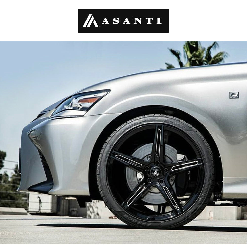 アウディＡ５スポーツバック(Audi A5 Sportback)用 アサンティ アルファ５ 20x8.5J ET 38 フロント、リア グロスブラックミルドアクセント ホイール４本セット　Asanti ABL22 20X8.5 5X112 G-BLK MILL 38MM (送料無料)