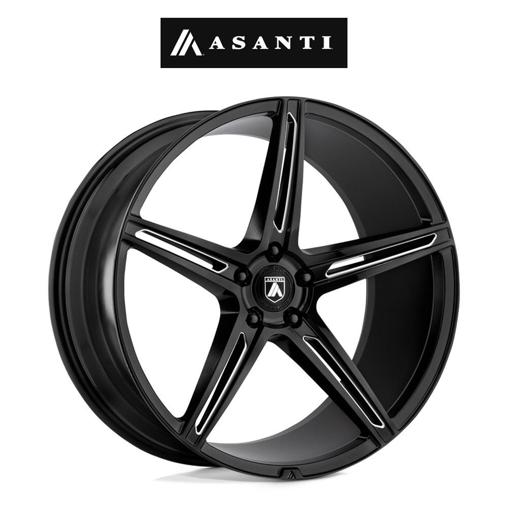 アウディＡ５スポーツバック(Audi A5 Sportback)用 アサンティ アルファ５ 20x8.5J ET 38 フロント、リア グロスブラックミルドアクセント ホイール４本セット　Asanti ABL22 20X8.5 5X112 G-BLK MILL 38MM (送料無料)