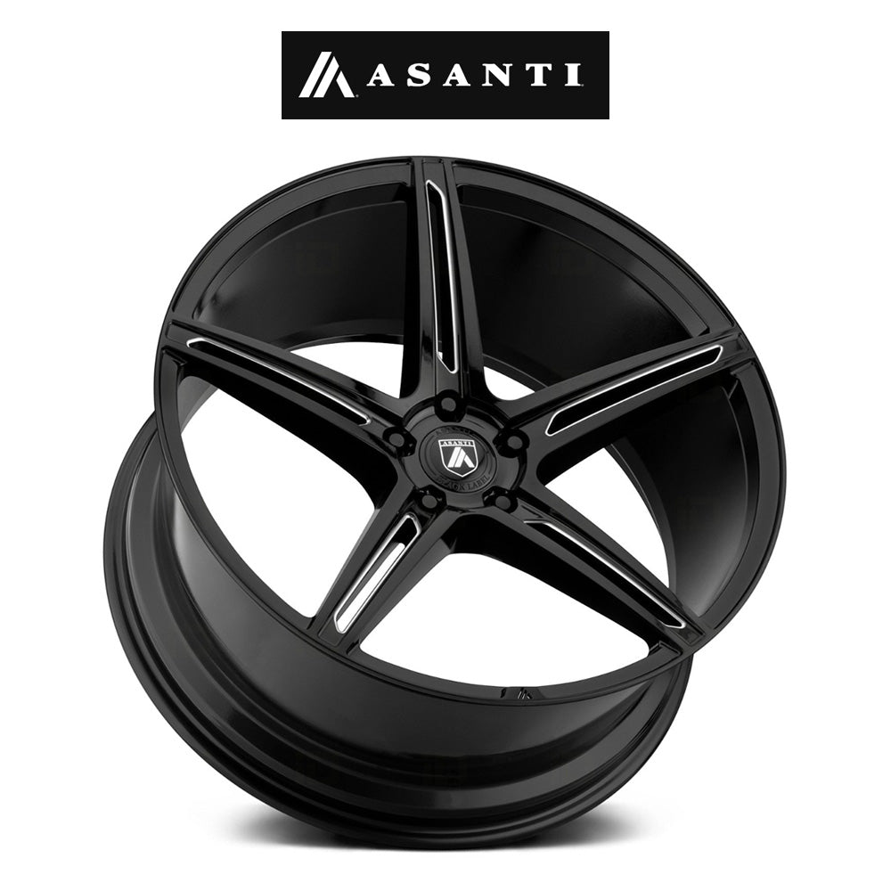 アウディＡ５スポーツバック(Audi A5 Sportback)用 アサンティ アルファ５ 20x8.5J ET 38 フロント、リア グロスブラックミルドアクセント ホイール４本セット　Asanti ABL22 20X8.5 5X112 G-BLK MILL 38MM (送料無料)