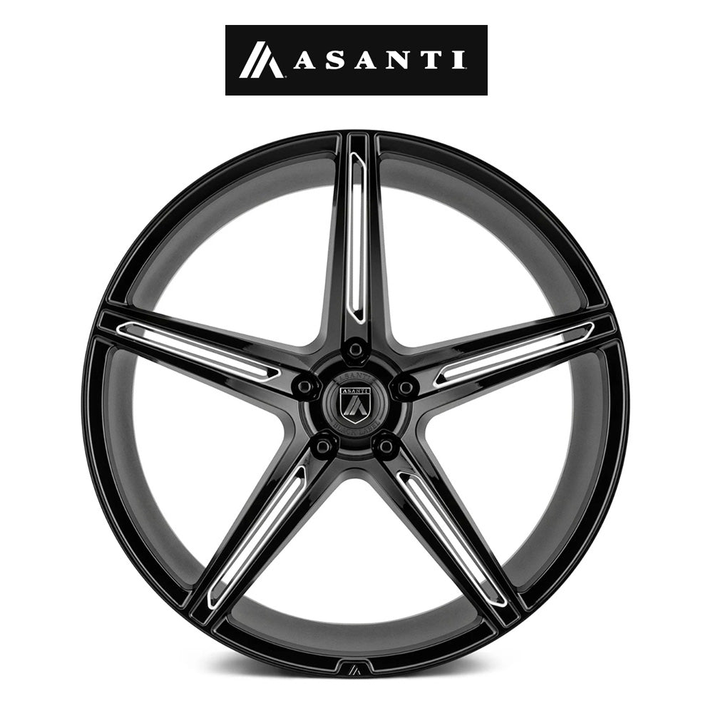 アウディＡ５スポーツバック(Audi A5 Sportback)用 アサンティ アルファ５ 20x8.5J ET 38 フロント、リア グロスブラックミルドアクセント ホイール４本セット　Asanti ABL22 20X8.5 5X112 G-BLK MILL 38MM (送料無料)