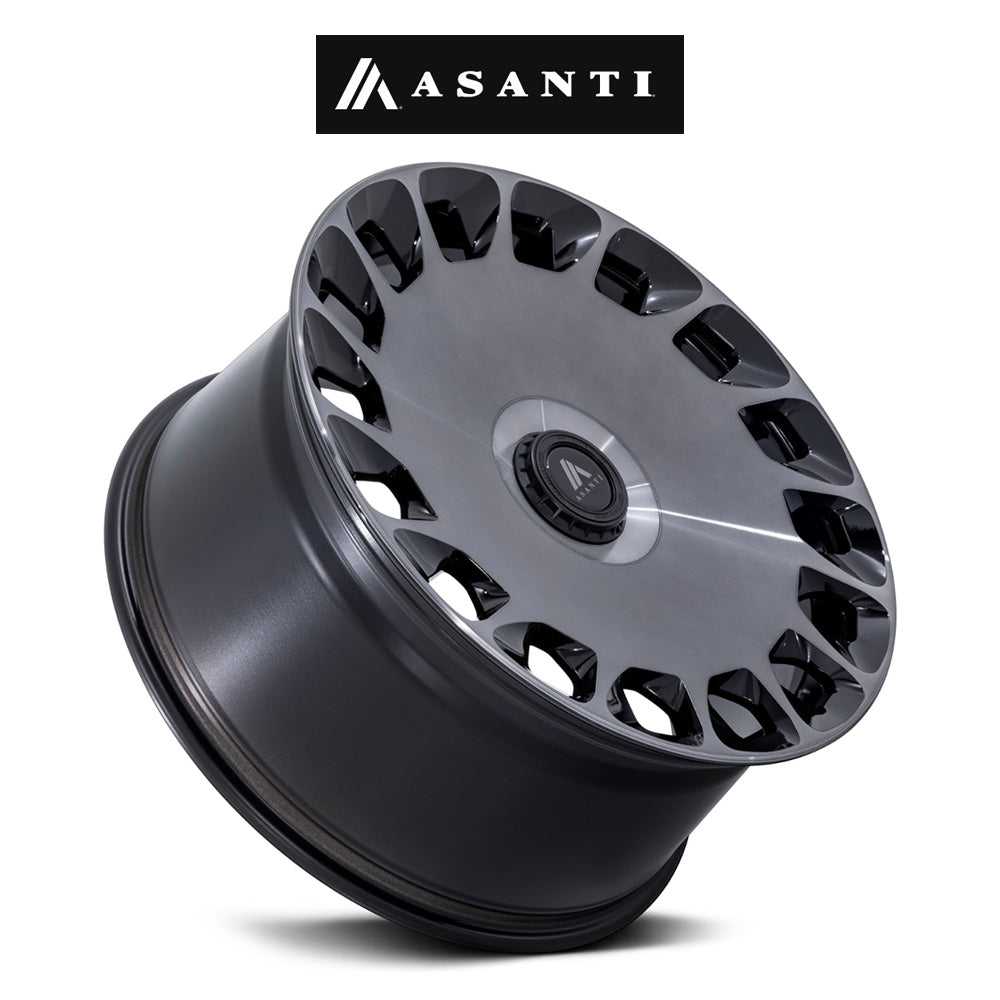 レクサス ＲＸ用 アサンティ アリストクラット 20x9J ET 35 フロント、リア グロスブラック マシンドフェイス／ダブルダークティント ホイール４本セット　Asanti ARISTOCRAT 20X9 5X112/4.5 +35 GBLK-MCH (消費税、送料込み)