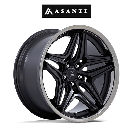 ダッジ チャレンジャー用 アサンティ デューク 20x9J ET 15 フロント、20x10.5J ET 18 リア サテン ブラック/ダブル ダーク ティント リップ アルミニウムホイール４本セット (消費税、送料込み)