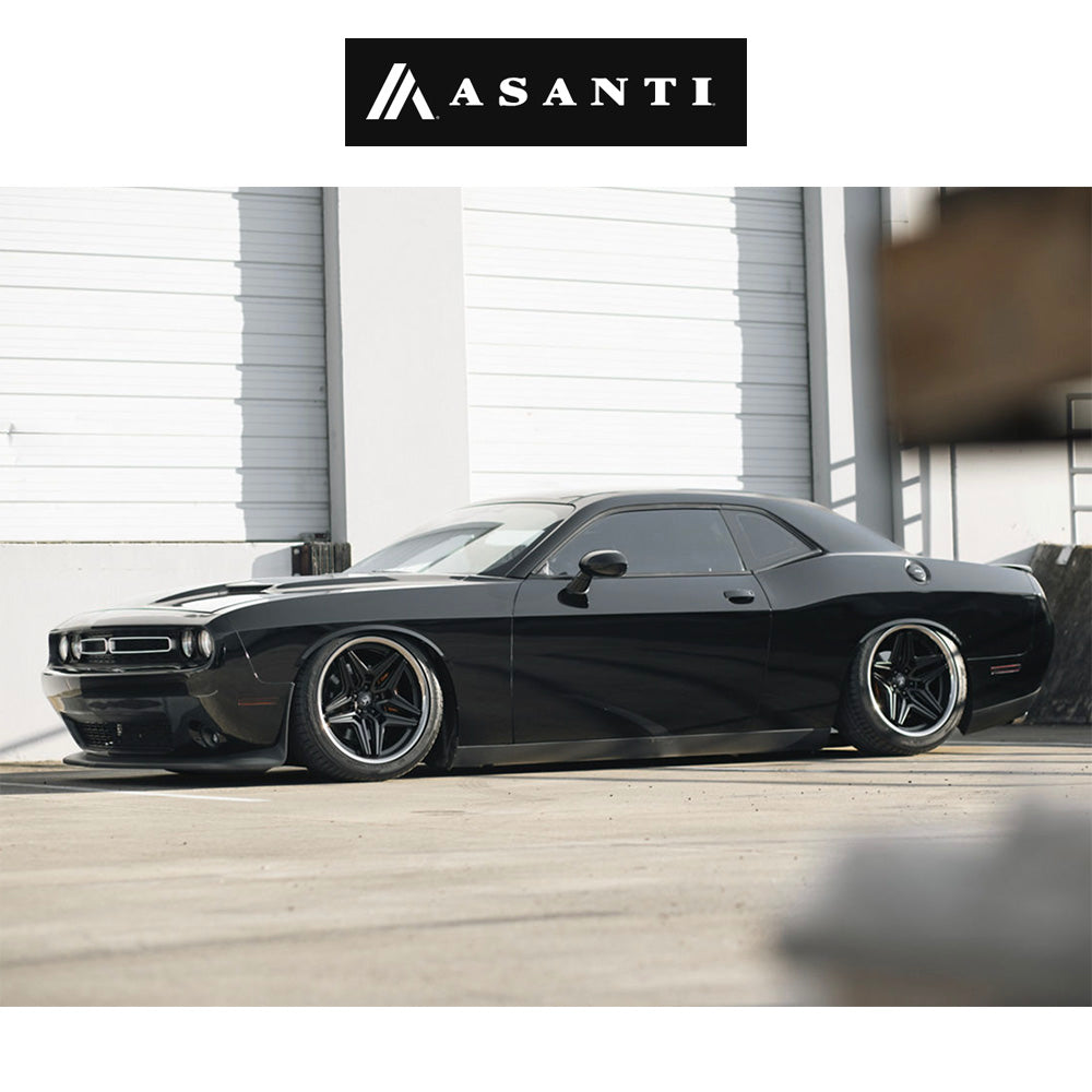 ダッジ チャレンジャー用 アサンティ デューク 20x9J ET 15 フロント、20x10.5J ET 18 リア サテン ブラック/ダブル ダーク ティント リップ アルミニウムホイール４本セット (消費税、送料込み)