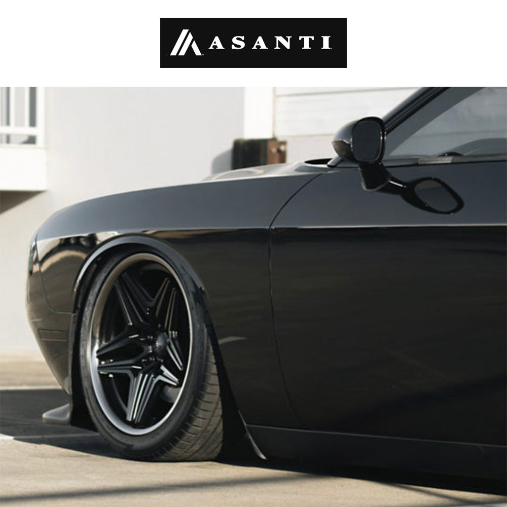 ダッジ チャレンジャー用 アサンティ デューク 20x9J ET 15 フロント、20x10.5J ET 18 リア サテン ブラック/ダブル ダーク ティント リップ アルミニウムホイール４本セット (消費税、送料込み)