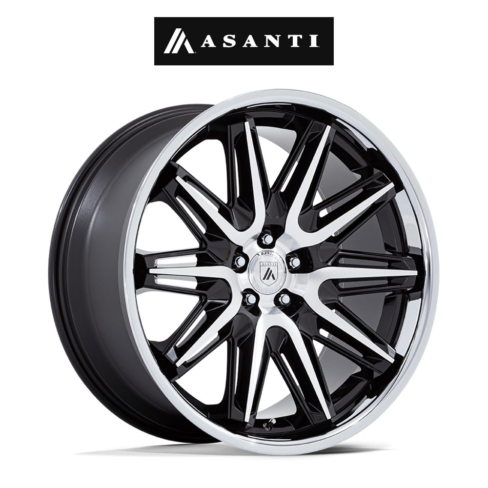 テスラモデル３用 アサンティ インペラトール 20x9J ET 35 フロント、リア グロスブラック マシンド ステンレススチール製リップ付き ホイール４本セット　Asanti IMPERATOR 20X9 5X4.5 72 +35 GBLK MACH (消費税、送料込み)