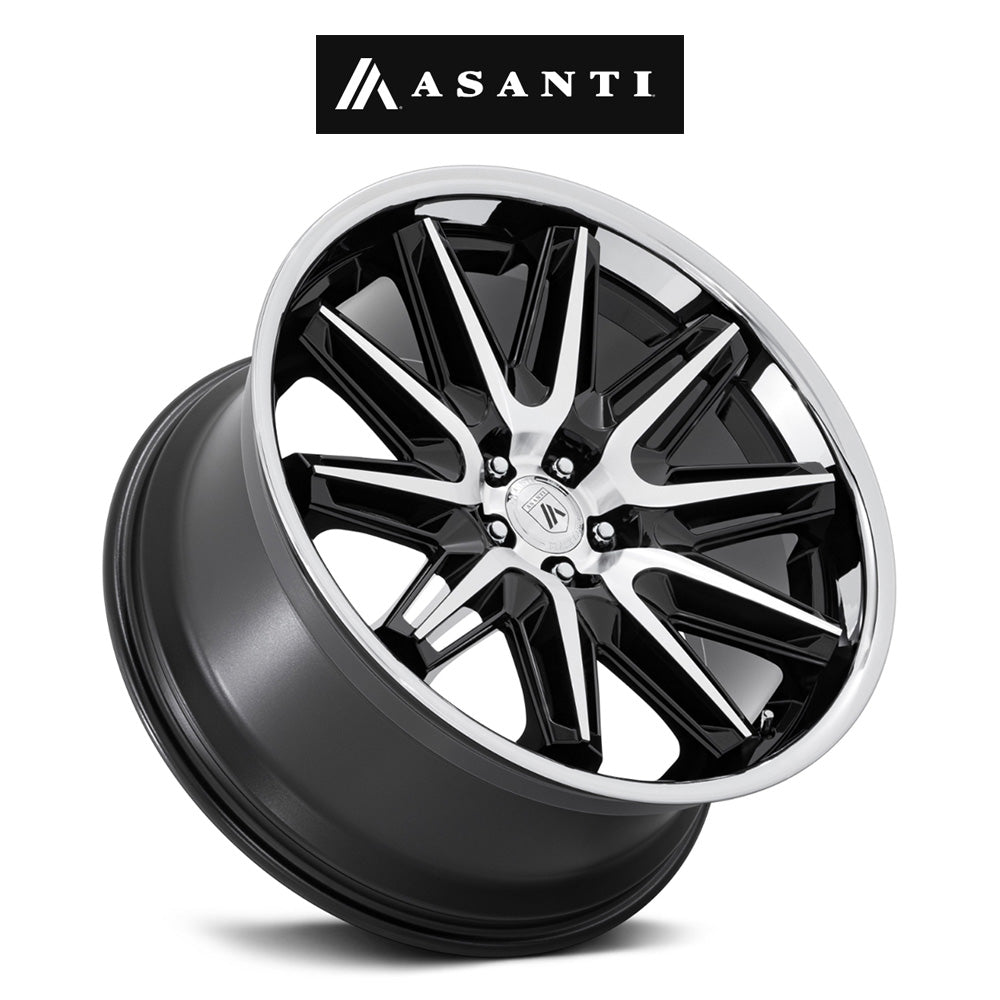 テスラモデル３用 アサンティ インペラトール 20x9J ET 35 フロント、リア グロスブラック マシンド ステンレススチール製リップ付き ホイール４本セット　Asanti IMPERATOR 20X9 5X4.5 72 +35 GBLK MACH (消費税、送料込み)