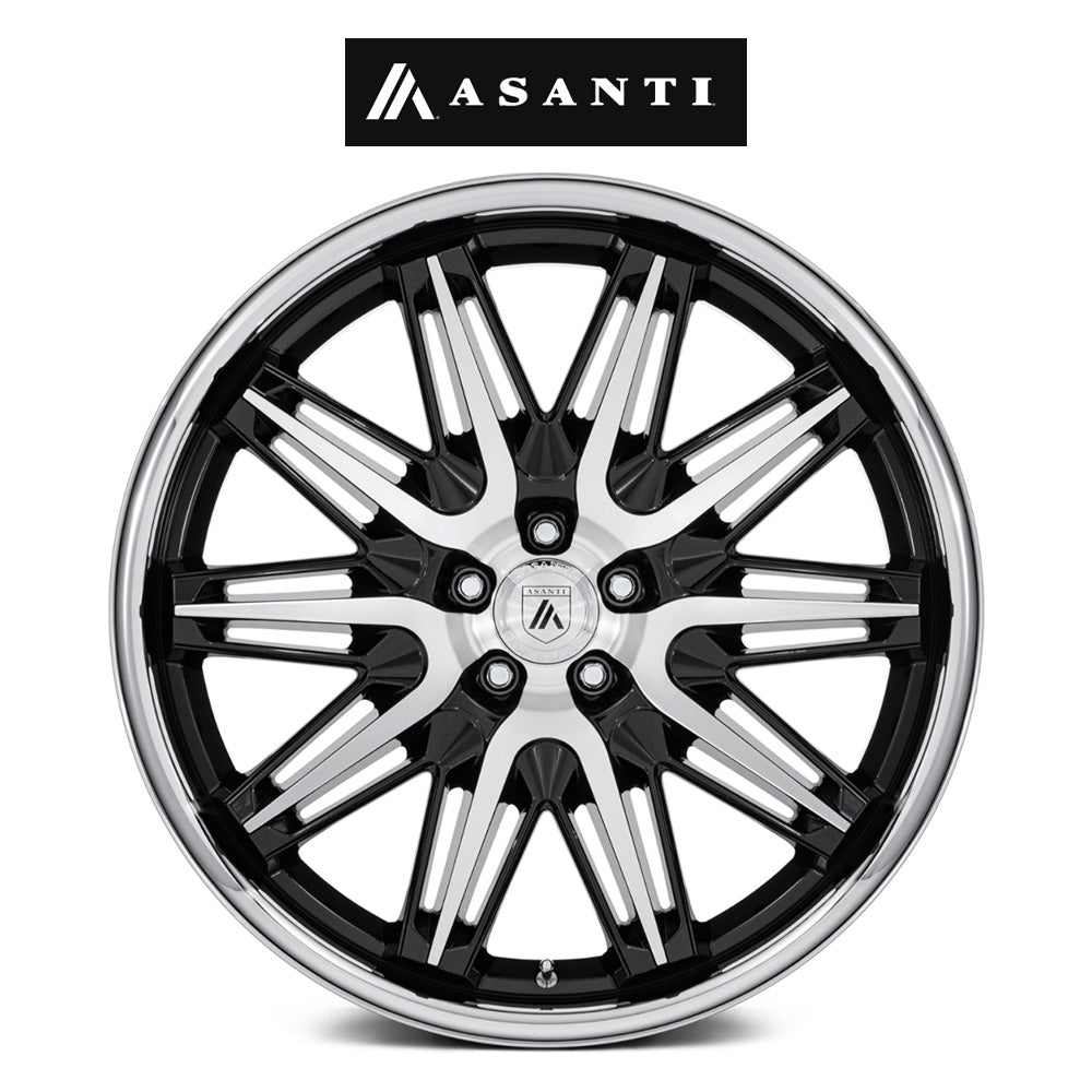 テスラモデル３用 アサンティ インペラトール 20x9J ET 35 フロント、リア グロスブラック マシンド ステンレススチール製リップ付き ホイール４本セット　Asanti IMPERATOR 20X9 5X4.5 72 +35 GBLK MACH (消費税、送料込み)