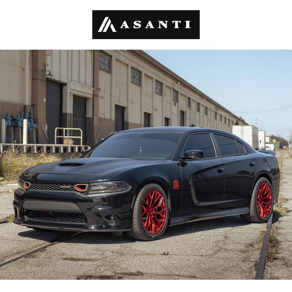 ダッジ チャレンジャー用 アサンティ モーグル５ 20x9.5J ET 15 フロント、20x11J ET 22 リア キャンディーレッド フローフォーミング・アルミニウムホイール４本セット (消費税、送料込み)