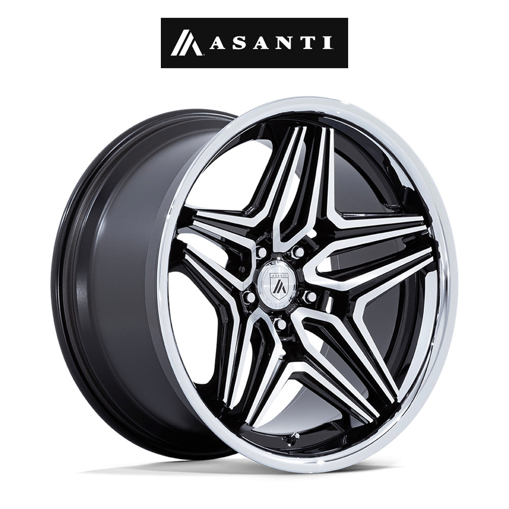 ダッジ チャレンジャー用 アサンティ デューク 22x9J ET 15 フロント、22x10.5J ET 18 リア グロスブラック マシンド リップ アルミニウムホイール４本セット (消費税、送料込み)
