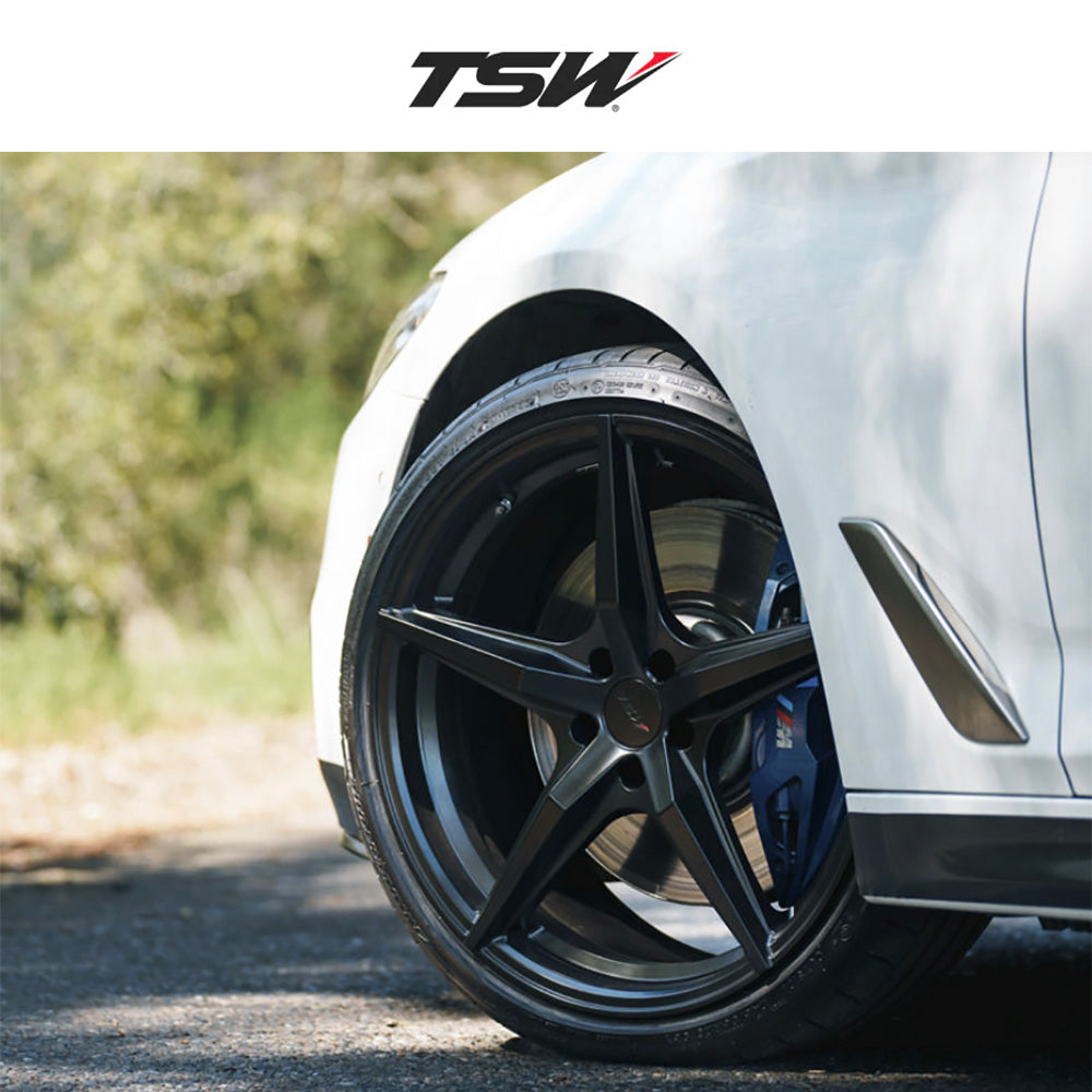 アウディ Ａ４用TSW エスプリ 20x9J ET 27 フロント、リア マットブラック フロー成形アルミニウムホイール４本セット　TSW ESPRIT 20X9 5X112 66 +45 M-BLK (消費税、送料込み)