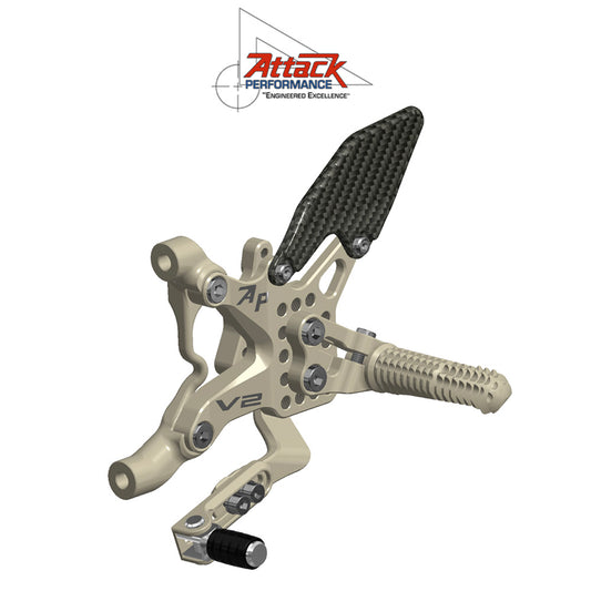 2020-2024年式 ドゥカティ パニガーレＶ２用 アタックパフォーマンス製リアセット(エアロハード色) REAR SET KIT, DUCATI V2, 2020-2024, AERO HARD (消費税、送料込み)