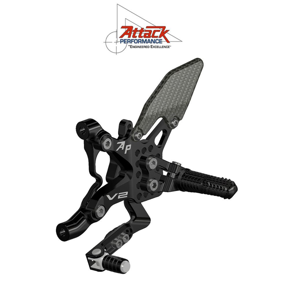 2020-2024年式 ドゥカティ パニガーレＶ２用 アタックパフォーマンス製リアセット(ブラック) REAR SET KIT, DUCATI V2, 2020-2024, AERO HARD (消費税、送料込み)