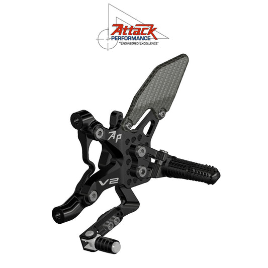 2020-2024年式 ドゥカティ パニガーレＶ２用 アタックパフォーマンス製リアセット(ブラック) REAR SET KIT, DUCATI V2, 2020-2024, AERO HARD (消費税、送料込み)