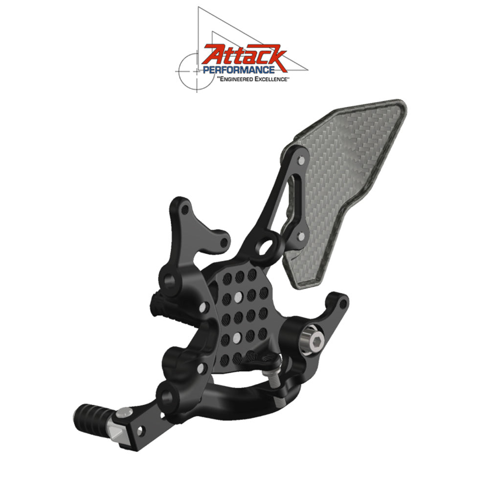 2020-2024年式 ドゥカティ パニガーレＶ２用 アタックパフォーマンス製リアセット(ブラック) REAR SET KIT, DUCATI V2, 2020-2024, AERO HARD (消費税、送料込み)