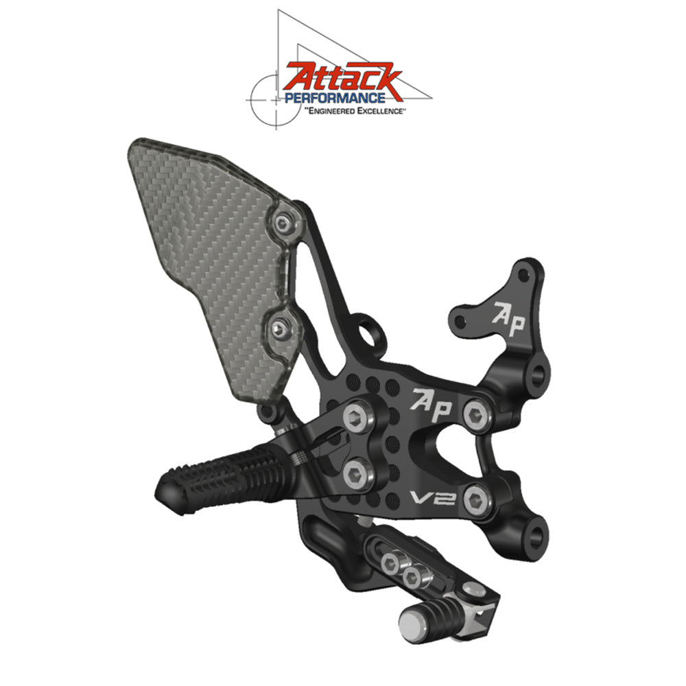 2020-2024年式 ドゥカティ パニガーレＶ２用 アタックパフォーマンス製リアセット(ブラック) REAR SET KIT, DUCATI V2, 2020-2024, AERO HARD (消費税、送料込み)