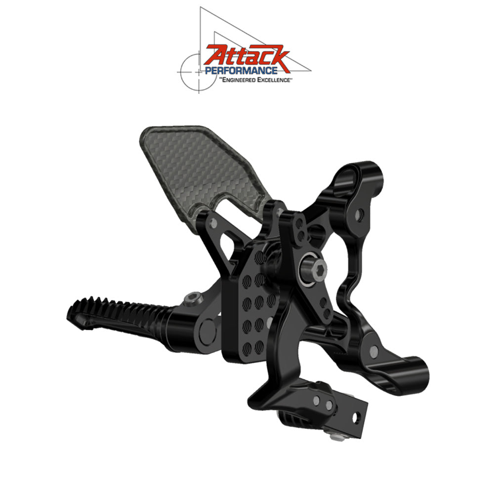 2020-2024年式 ドゥカティ パニガーレＶ２用 アタックパフォーマンス製リアセット(ブラック) REAR SET KIT, DUCATI V2, 2020-2024, AERO HARD (消費税、送料込み)