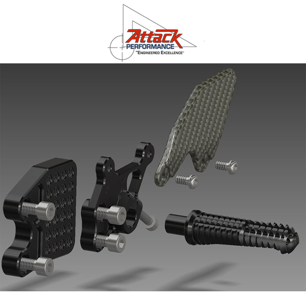 2009-2016年式 スズキ ＧＳＸ－Ｒ１０００用 アタックパフォーマンス製リアセット (ブラック)　Attack Performance REAR SET KIT WITH SHIFT LEVER, GSXR1000 09-16, BLACK (消費税、送料込み)