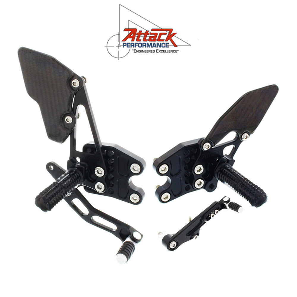2009-2016年式 スズキ ＧＳＸ－Ｒ１０００用 アタックパフォーマンス製リアセット (ブラック)　Attack Performance REAR SET KIT WITH SHIFT LEVER, GSXR1000 09-16, BLACK (消費税、送料込み)